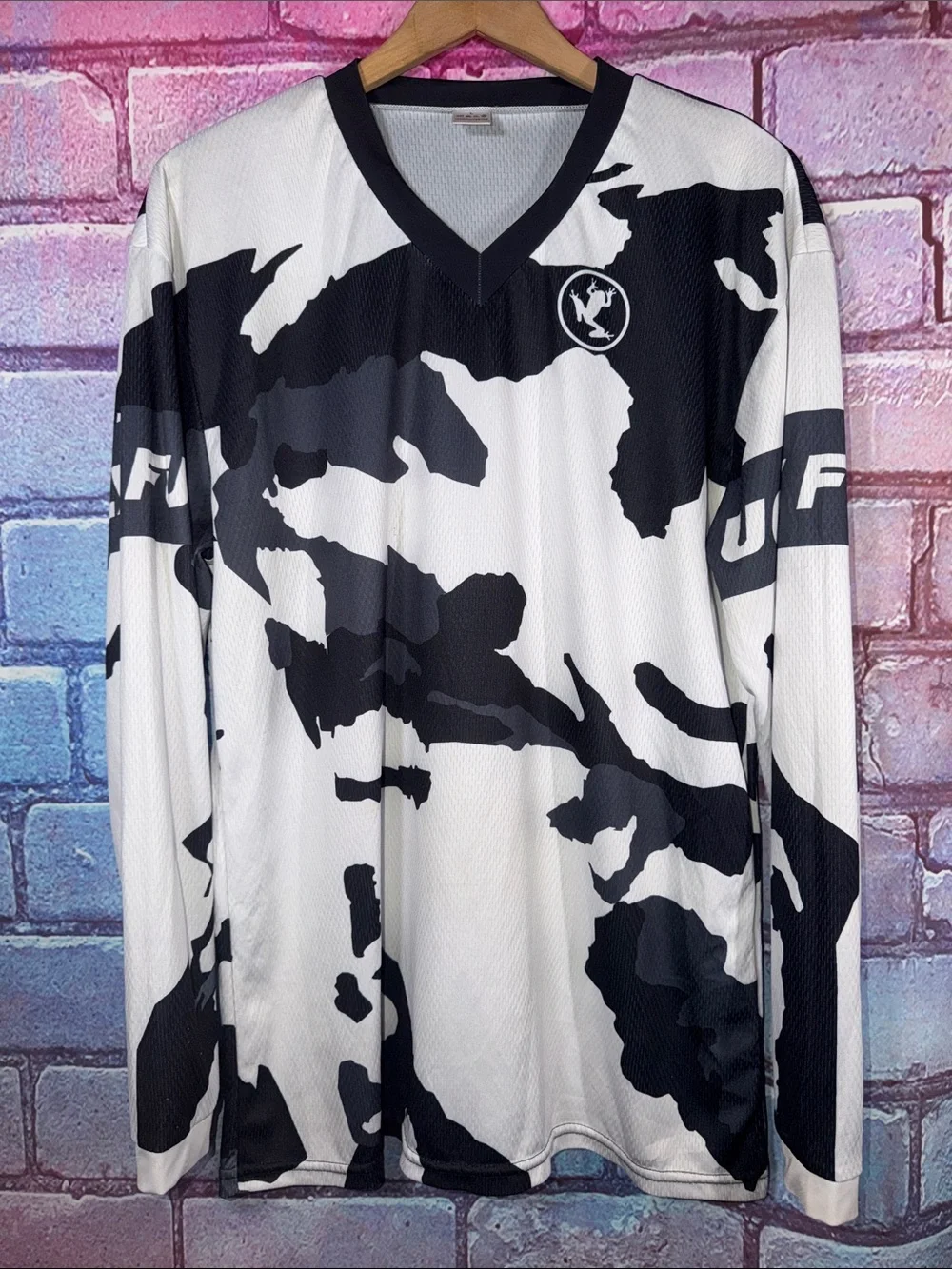 Furoc Motocross Jersey Men’s Large Black White MX Dirt Bike Racing Shirt